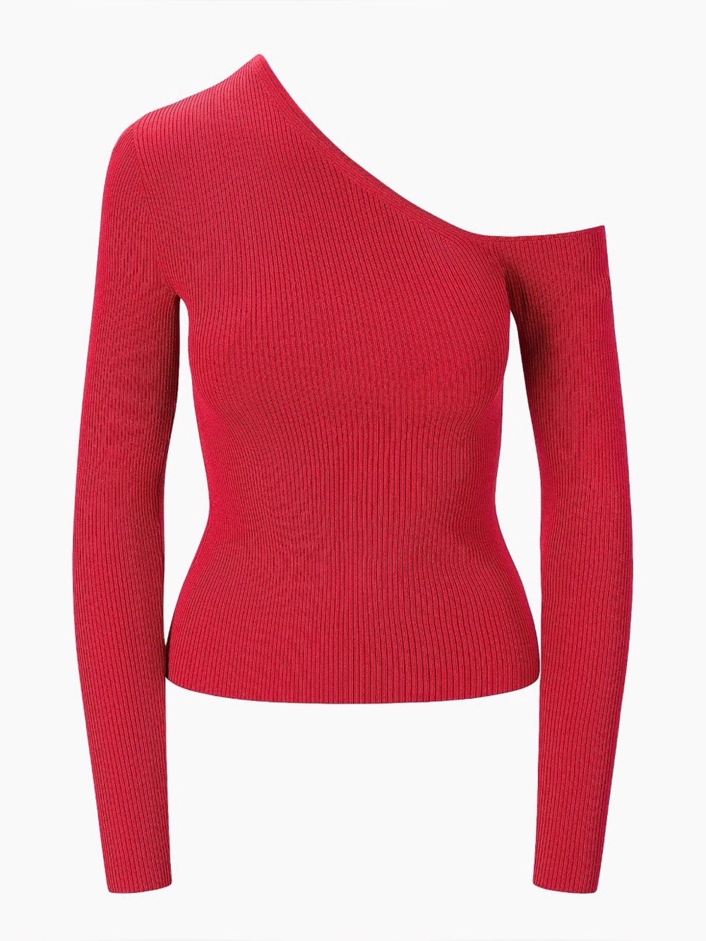 Staud Lois One-Shoulder Rib-Knit Sweater